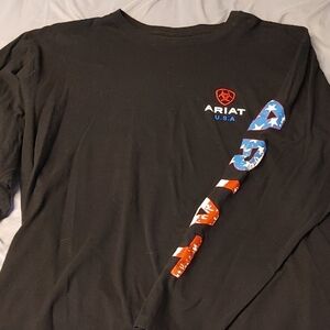 Ariat Men's Black Long Sleeve Tee with USA Sleeve Design